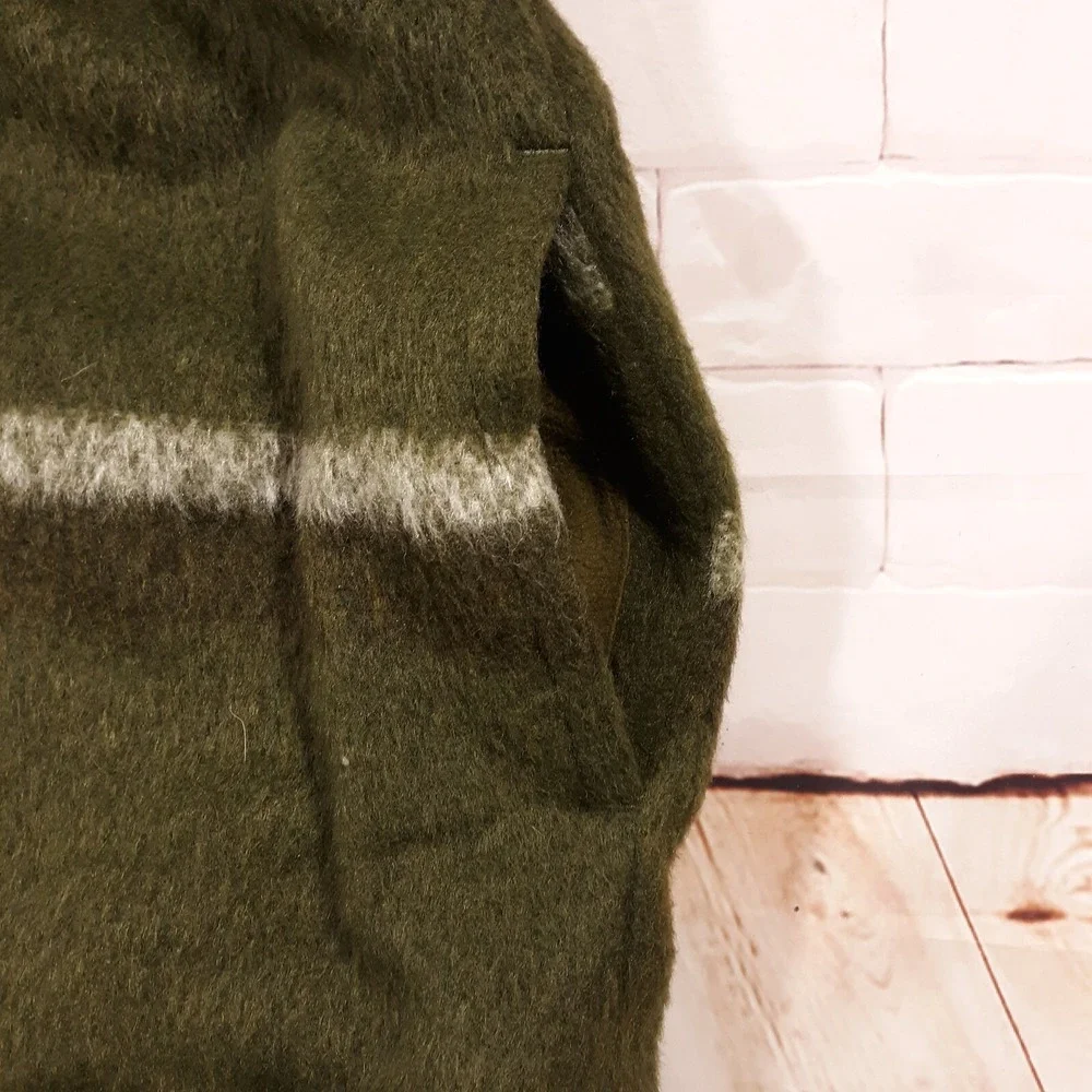 Old Navy Wool Blend Car Coat Womens M Green 4 Button Notch Lapel Heavyweight NEW